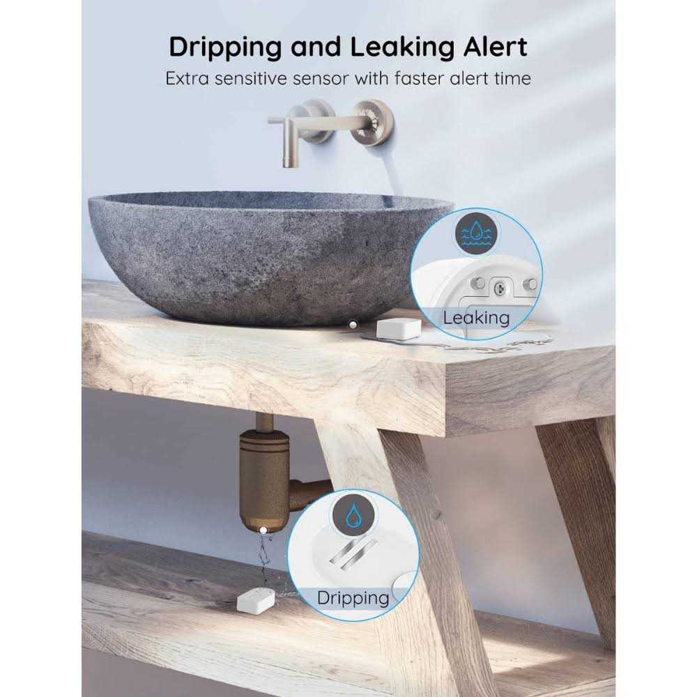 Govee WiFi Water Sensor 3 Pack, 100dB Adjustable Alarm and App Alerts, Leak and Drip Alert with Email