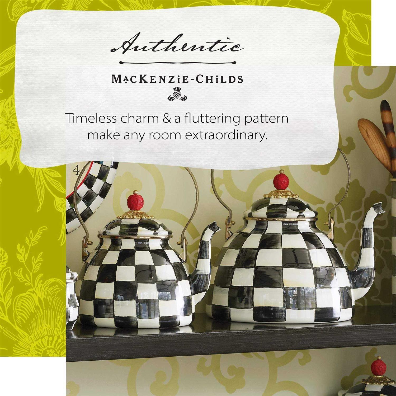 MacKenzie Childs Courtly Check Enamel Tea Kettle