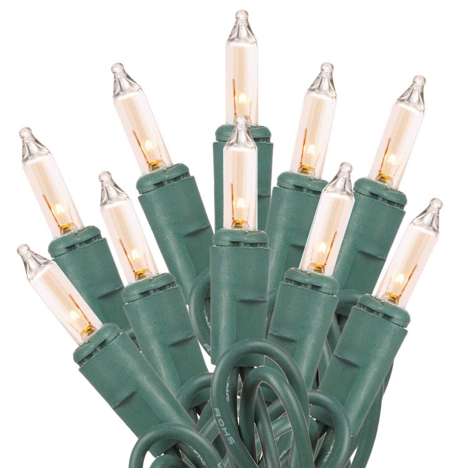 Minetom Clear Christmas String Lights 100 Count 25 Feet Incandescent Bulb Mini Lights for Indoor Tree Garland Birthday Wedding Party