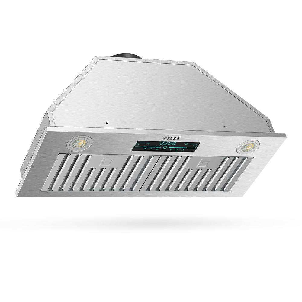 Tylza 30 in. 900 CFM Convertible Ductless to Ducted Insert Range Hood in Stainless Steel with Charcoal Filter 2 3-Watt LED
