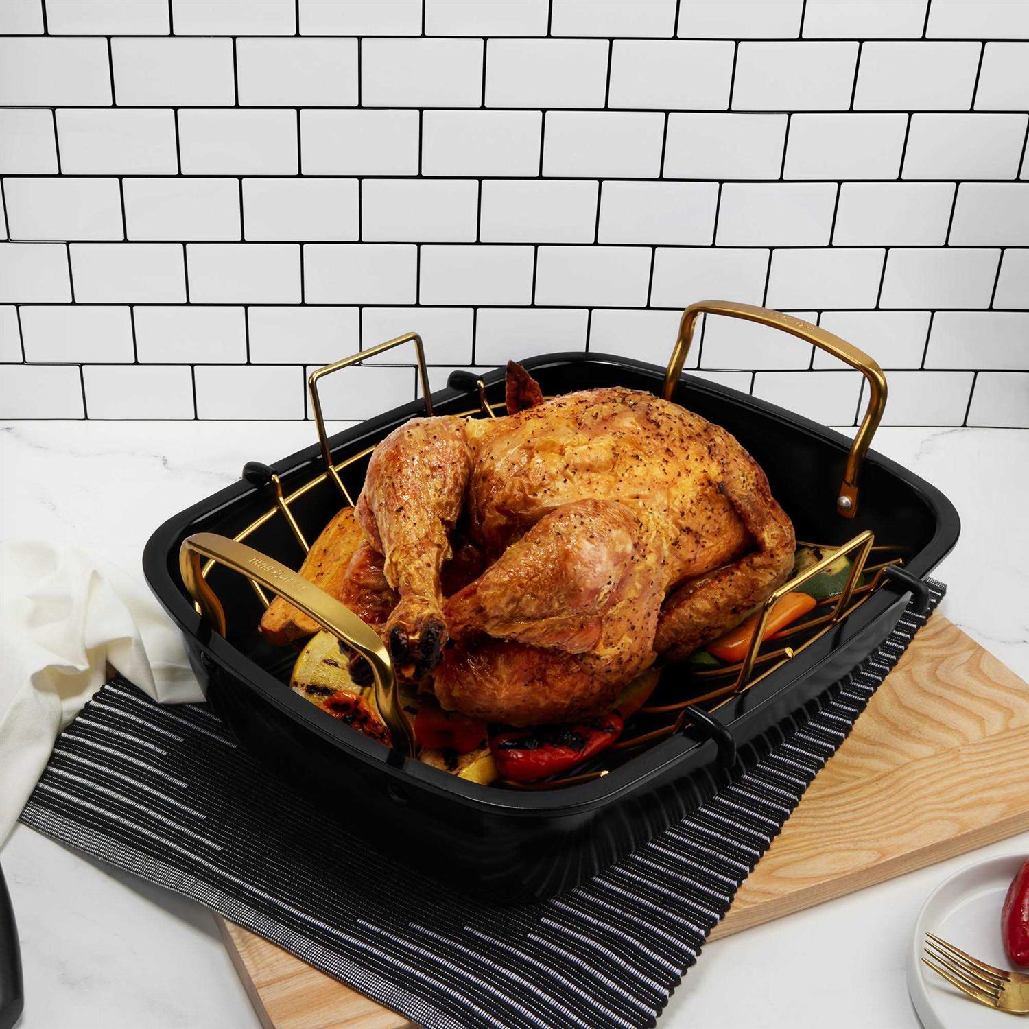 Thyme & Table Carbon Steel Roasting Pan with Removable Rack