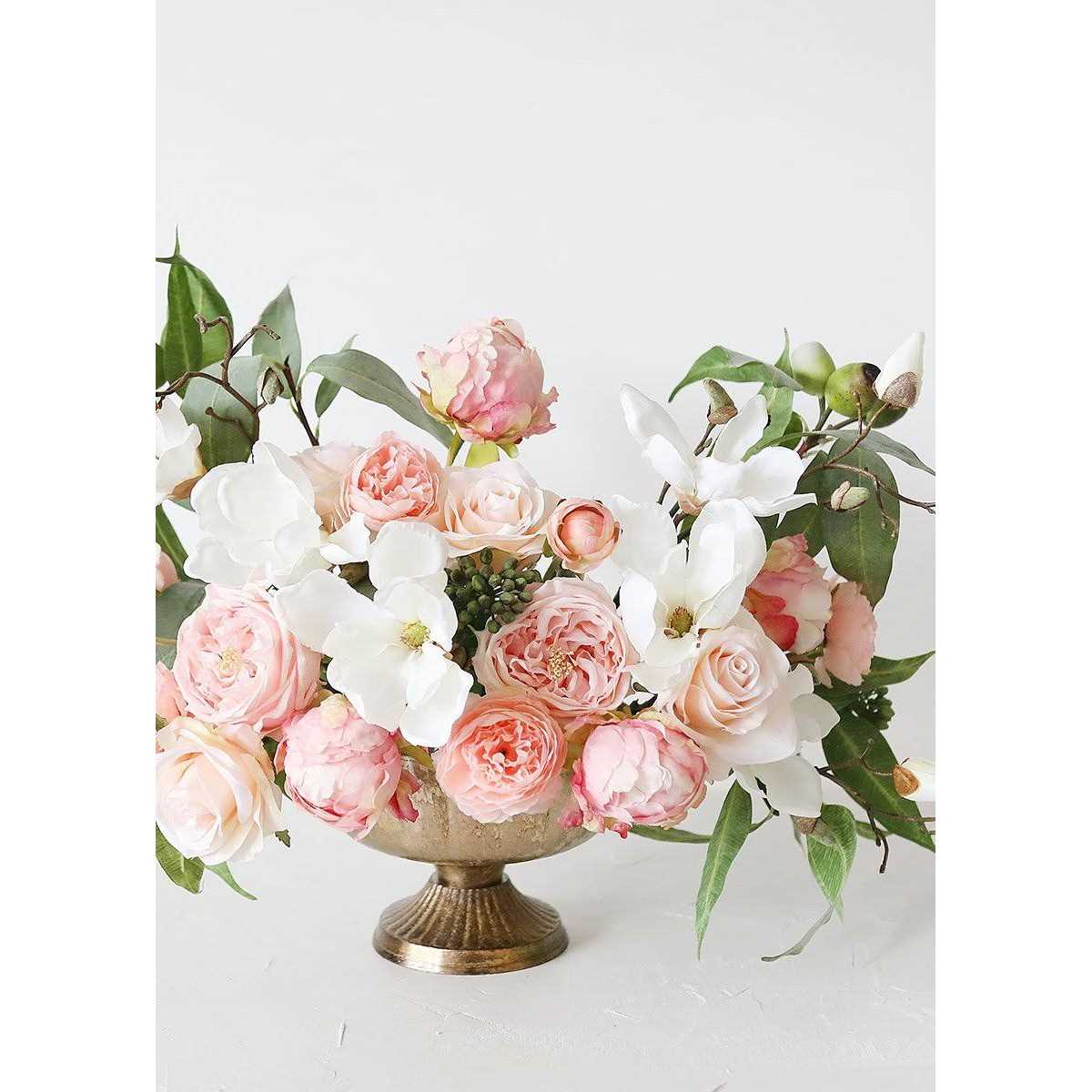 Afloral Distressed Gold Metal Compote Bowl