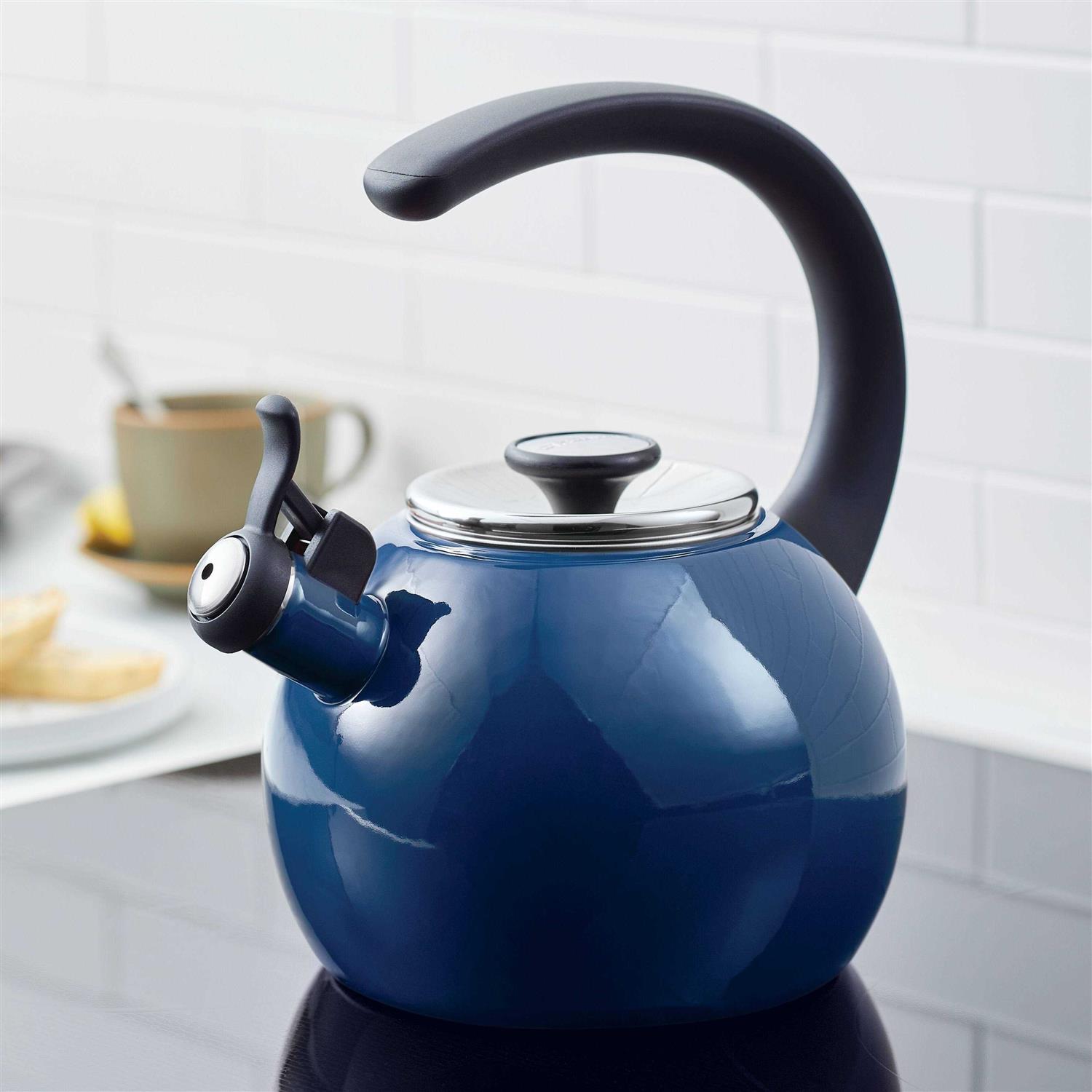 Circulon Enamel on Steel Whistling Teakettle with Flip-Up Spout