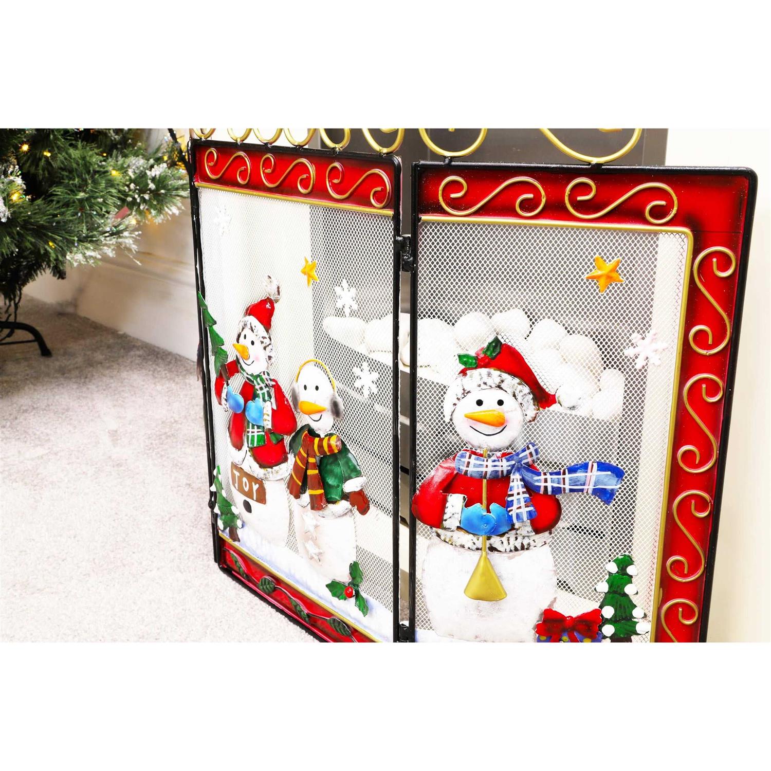 Christmas Concepts Christmas Santa/Snowman Metal Fire Screen