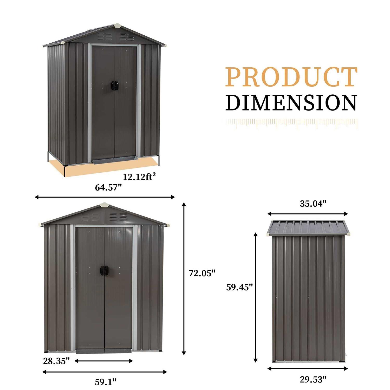Vongrasig 5x3x6 FT Outdoor Storage Shed