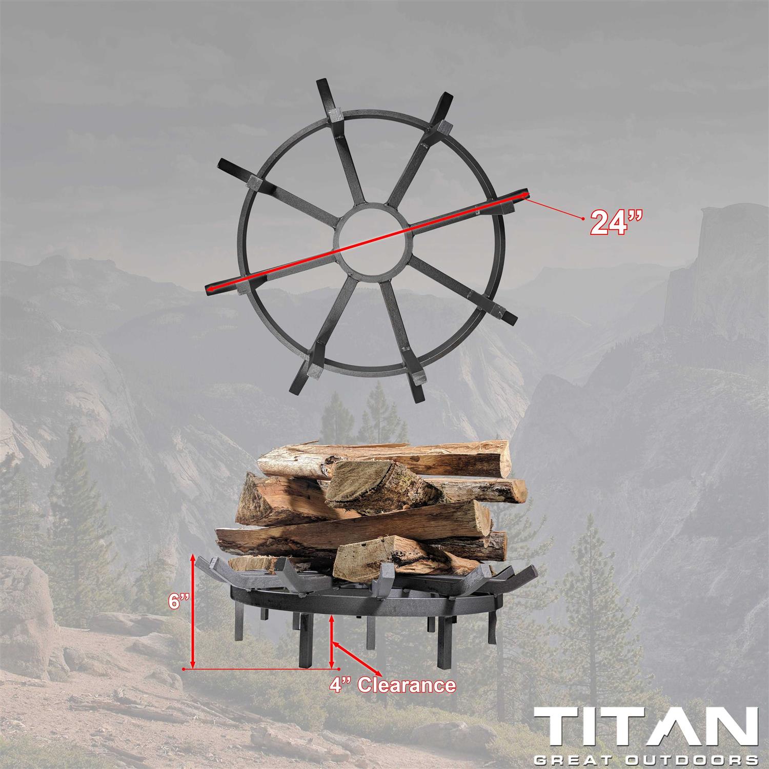Titan Great Outdoors 24 inch Wagon Wheel Fire Grate