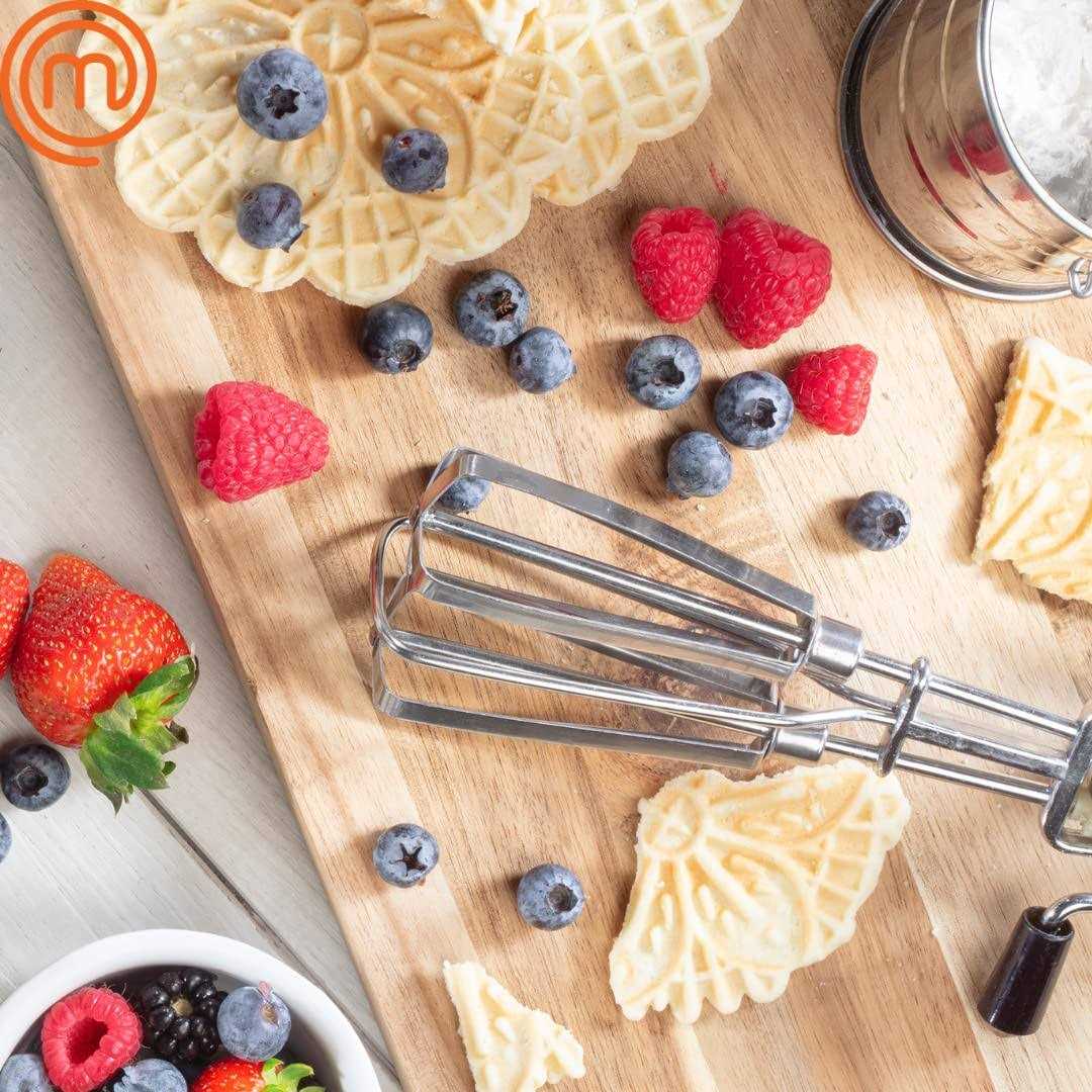 Masterchef Pizzelle Maker Non-stick Electric Cookie Baker Press Make Two Homemade 5-Inch Italian Waffle Cookies at Once for Breakfast