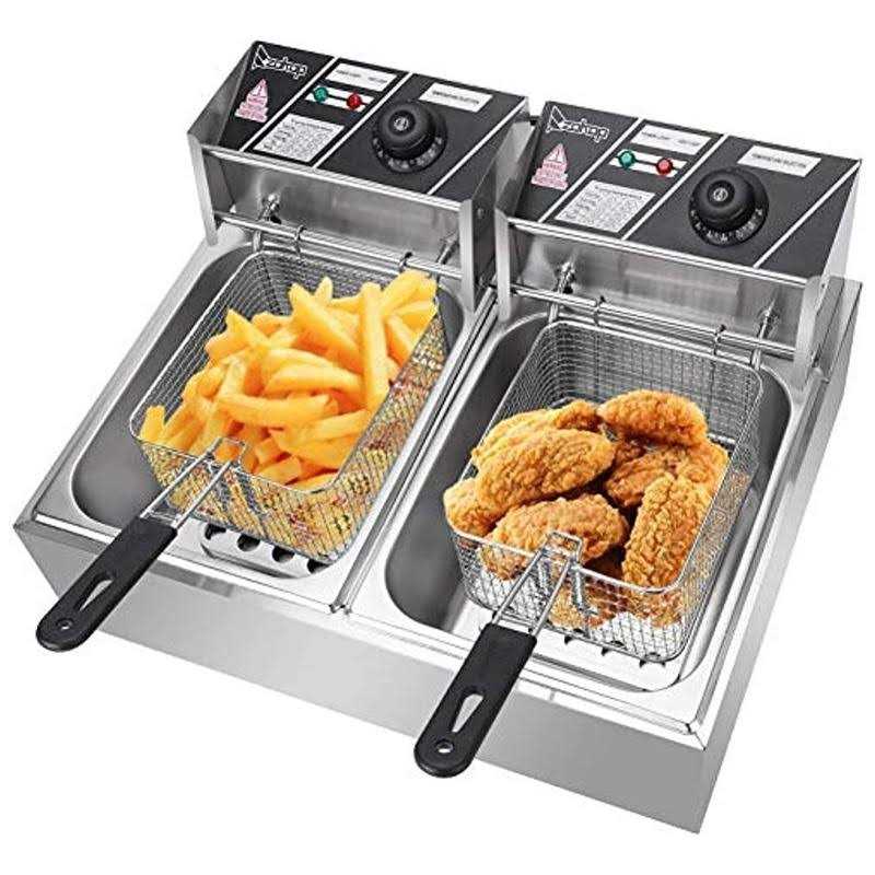 5000W Commercial Deep Fryer 12L Electric Dual Tank Deep Fryer