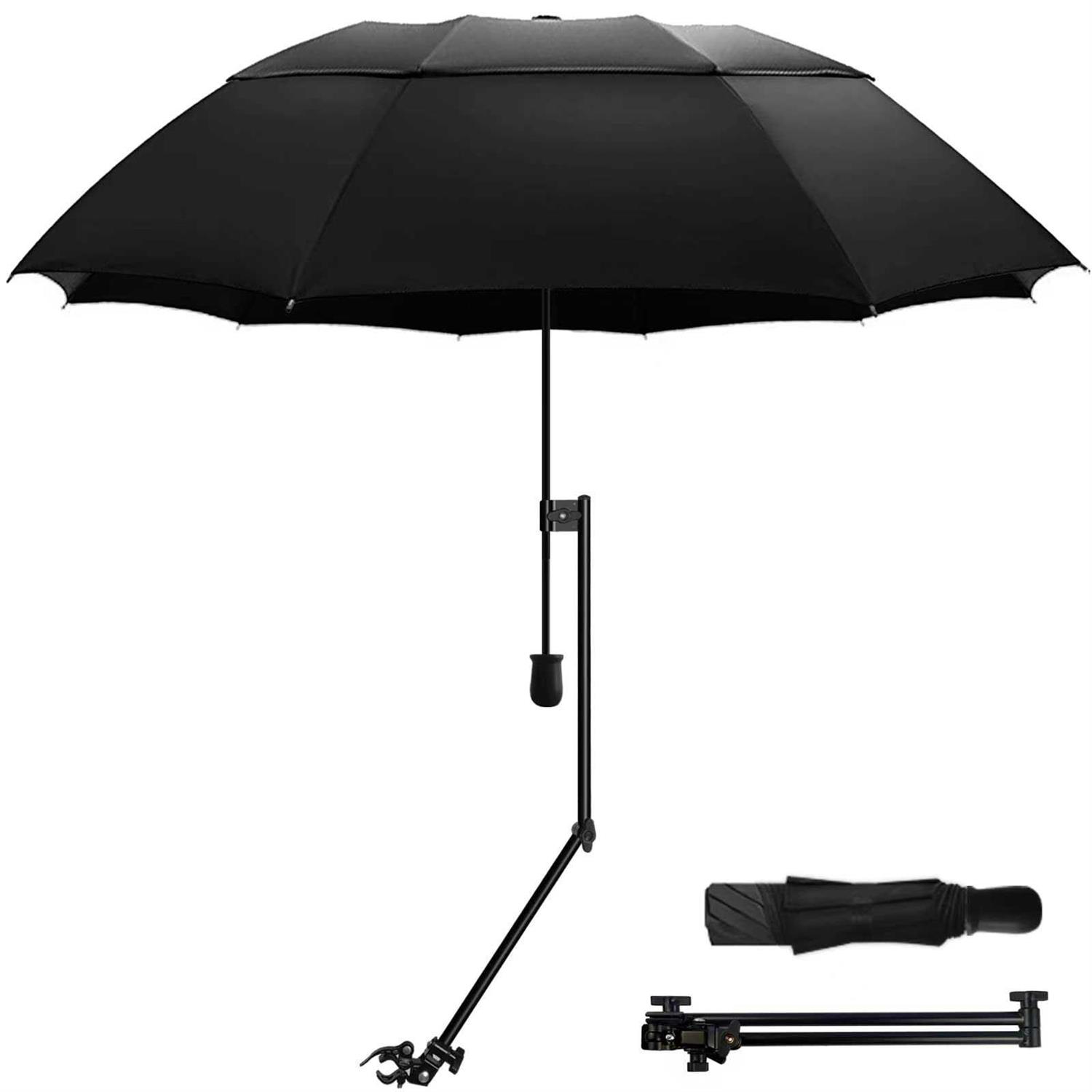 HOBVO UPF 50+ Golf Umbrella with Adjustable Universal Clamp Portable Umbrellas for Rain
