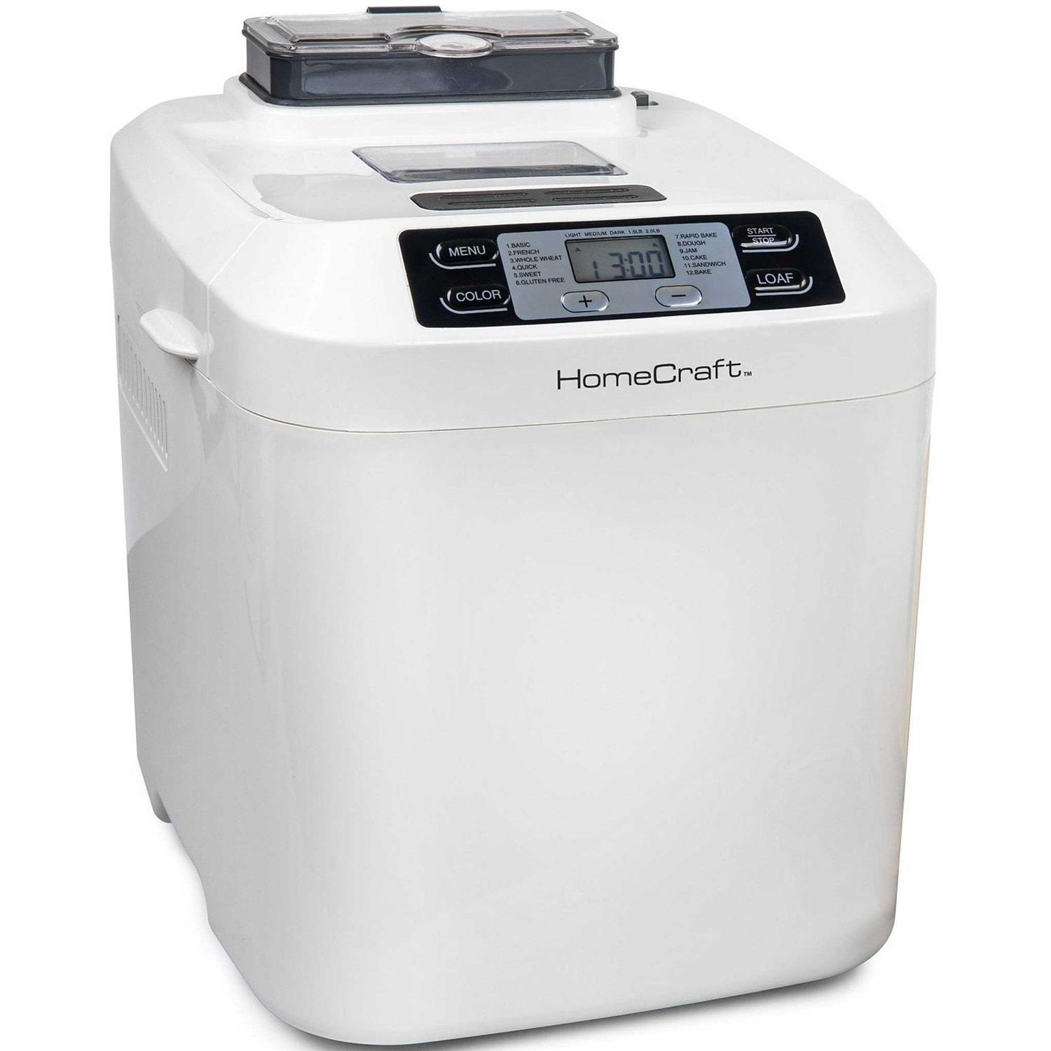 HomeCraft Hcpbmad2wh Bread Maker with Auto Fruit Nut Dispenser Makes 2 Lb. Loaf