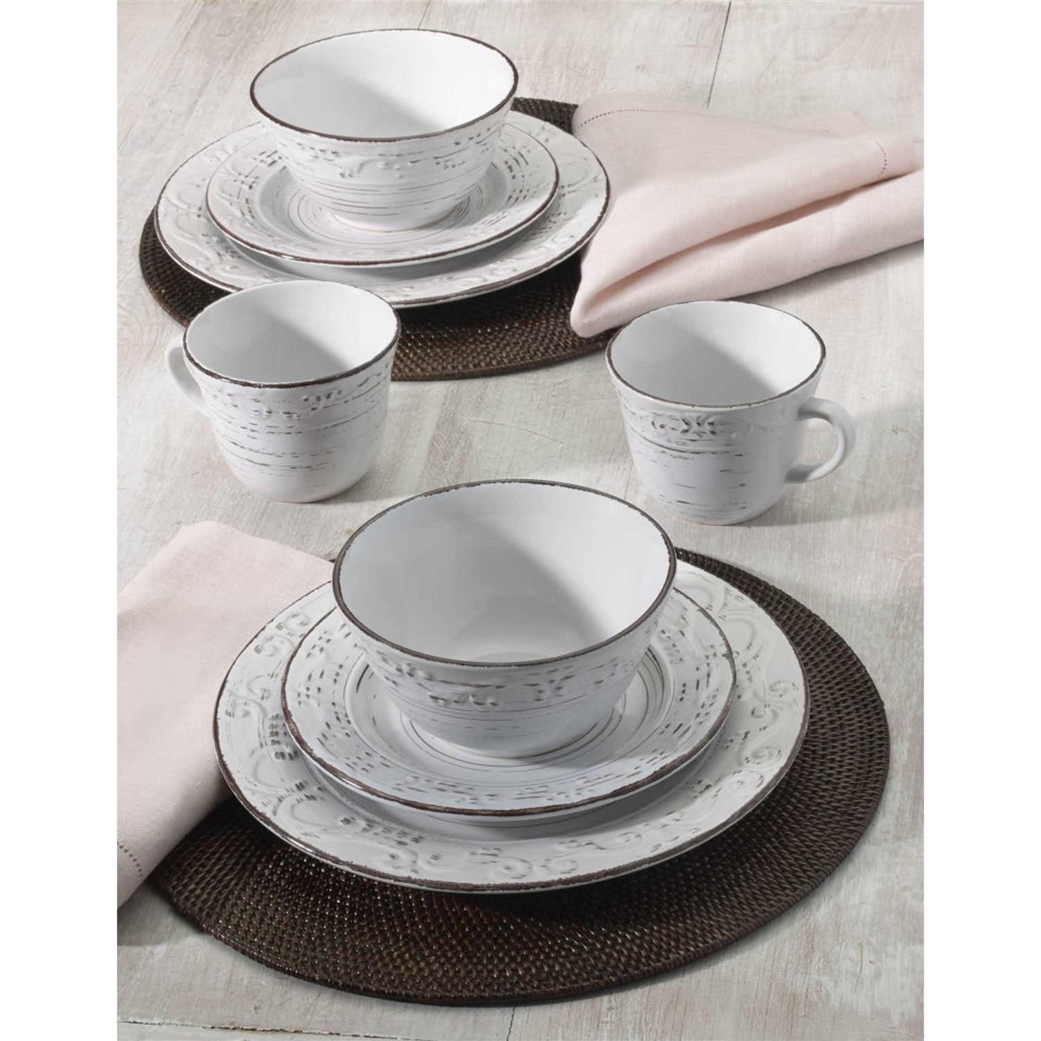 Pfaltzgraff Trellis 16-Piece White Dinnerware Set