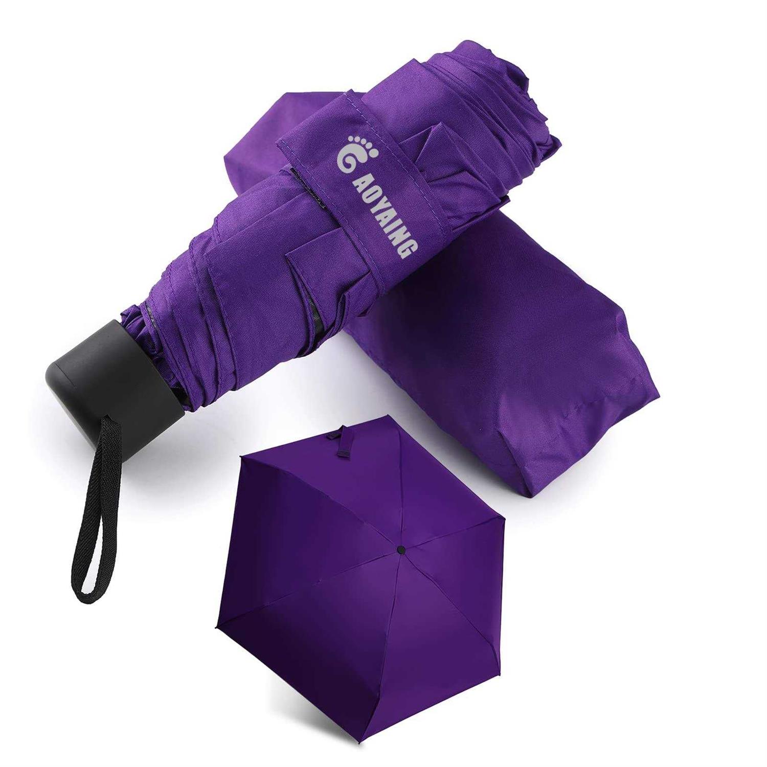 GAOYAING Upgraded Compact Travel Umbrella Sun&Rain Lightweight Small And Compact Suit for Pocket Purple