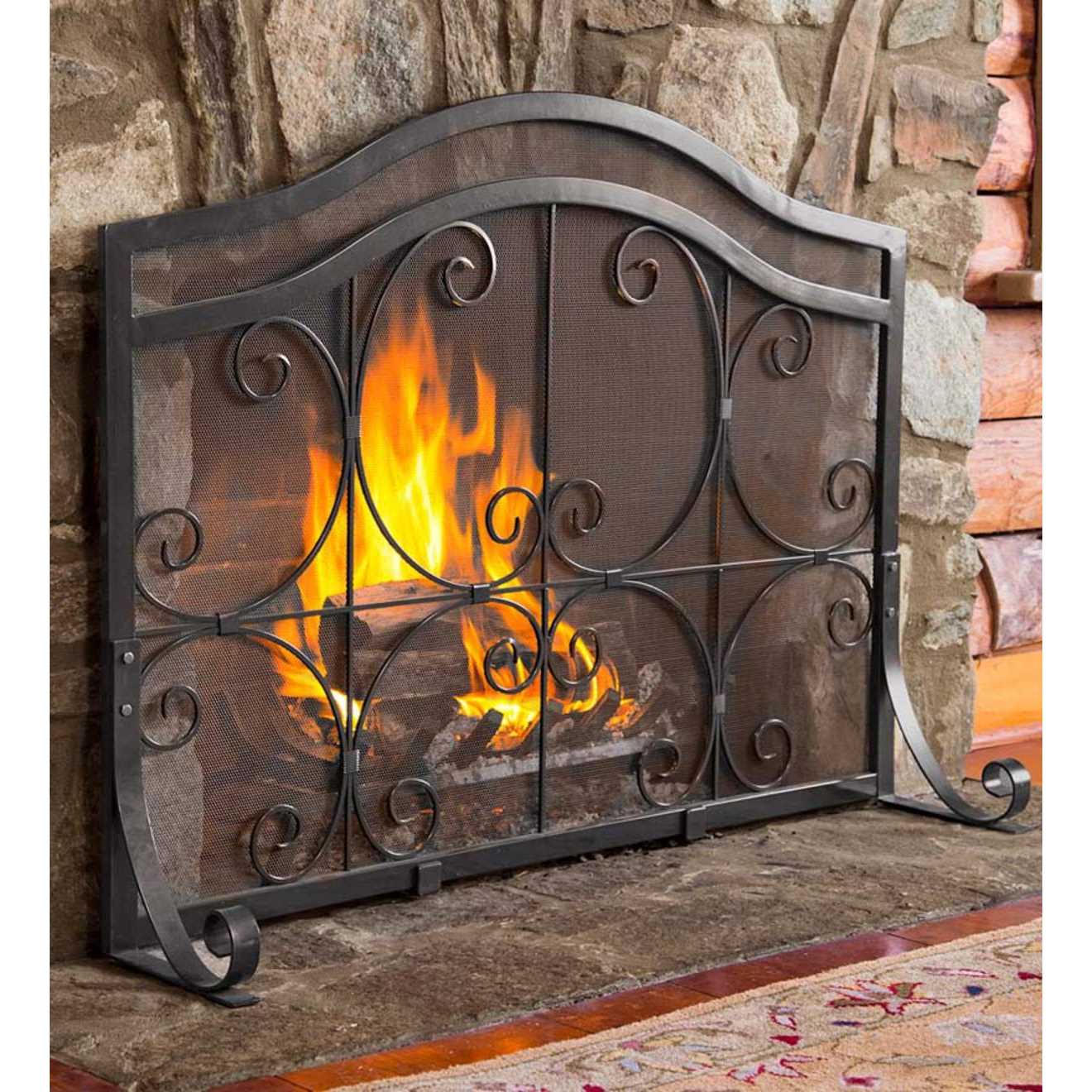 Plow & Hearth Crest Flat Guard Fireplace Screen
