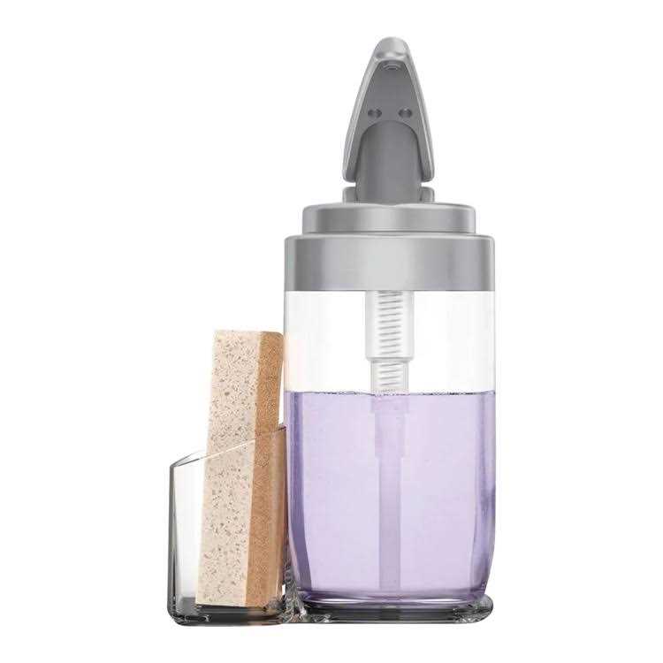 simplehuman 22 oz Square Push Pump Soap Dispenser with Sponge Caddy