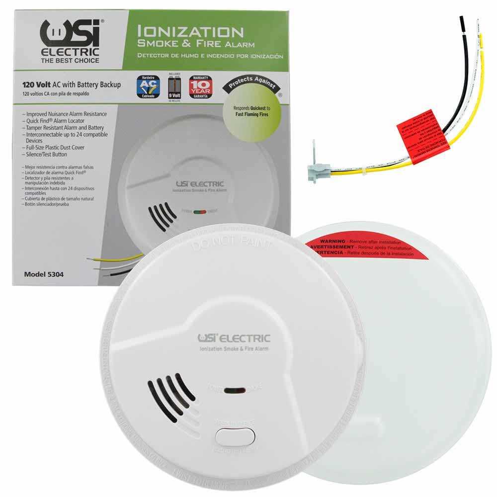 5304 USI Hardwired Ionization Smoke and Fire Alarm with Battery Backup