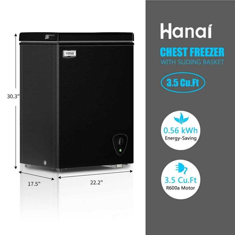 Chest Freezer WANAI 3.5 Cubic Deep Freezer with Top Open Door and Removable Storage Basket