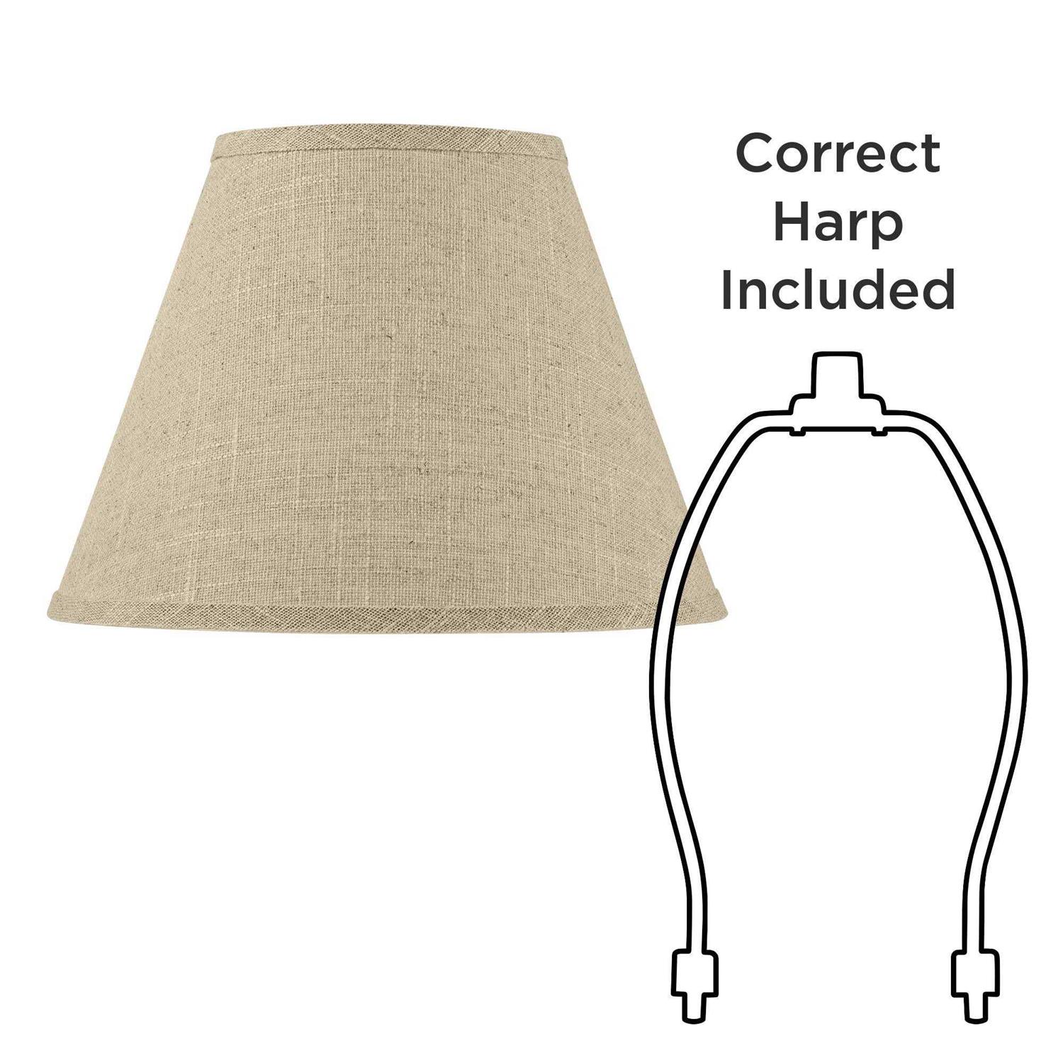 Springcrest Set of 2 Empire Lamp Shades Fine Burlap Top x Bottom x Spider Replacement Harp Finial Fitting