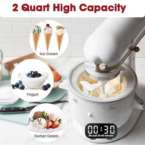 Ice cream Attachments compatible with Kitchenaid Stand Mixer, Frozen Yogurt, Ice cream and Sorbet gelato Maker Bowl Fits for 4.5Qt and Larger Stand
