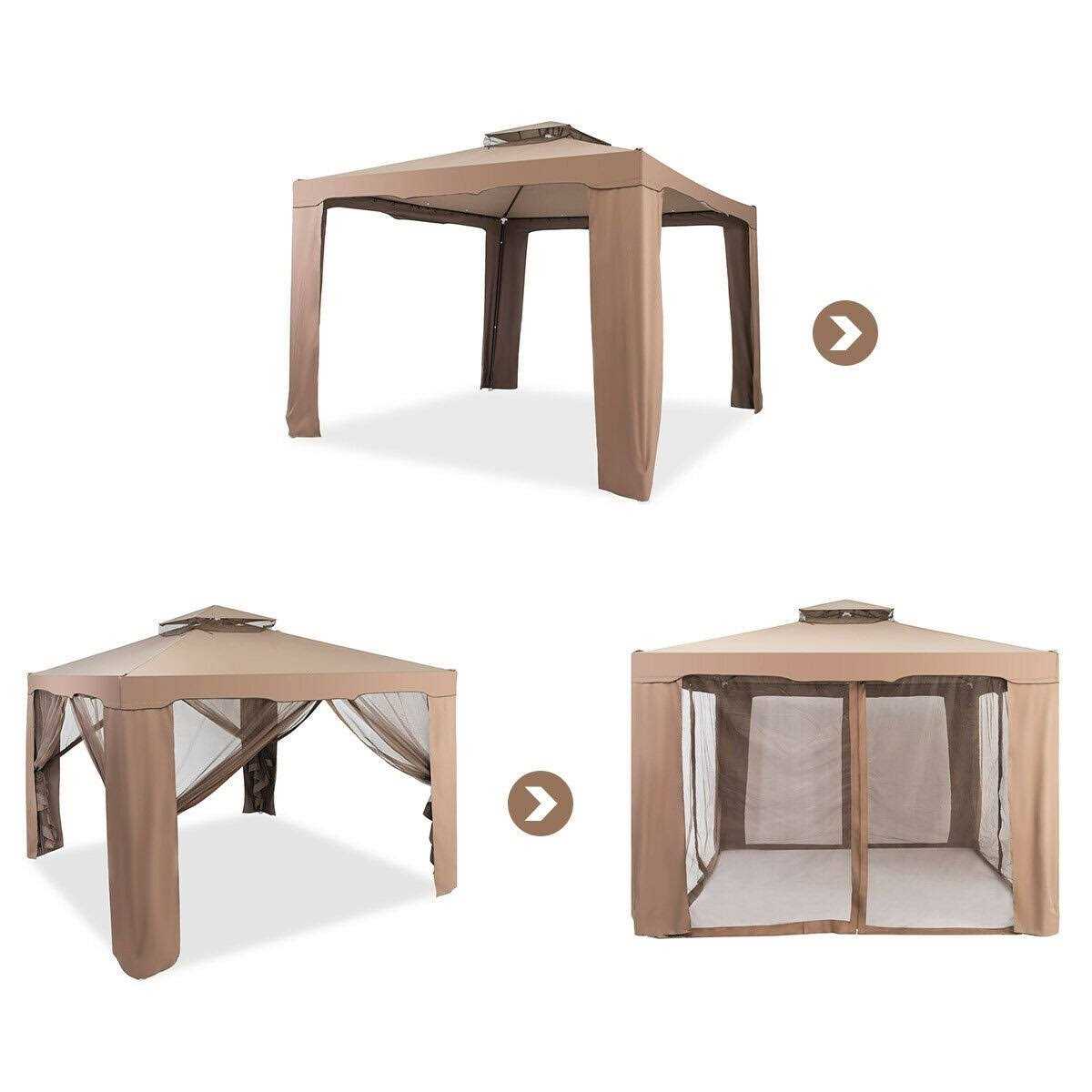 Gymax 10x 10 Canopy Gazebo Tent Shelter w/Mosquito Netting Outdoor Patio