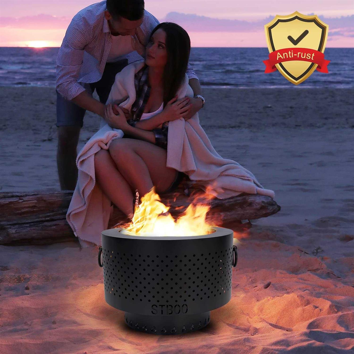 STBoo Smokeless Fire Pits for Outside with Portable Carrying Storage Bag