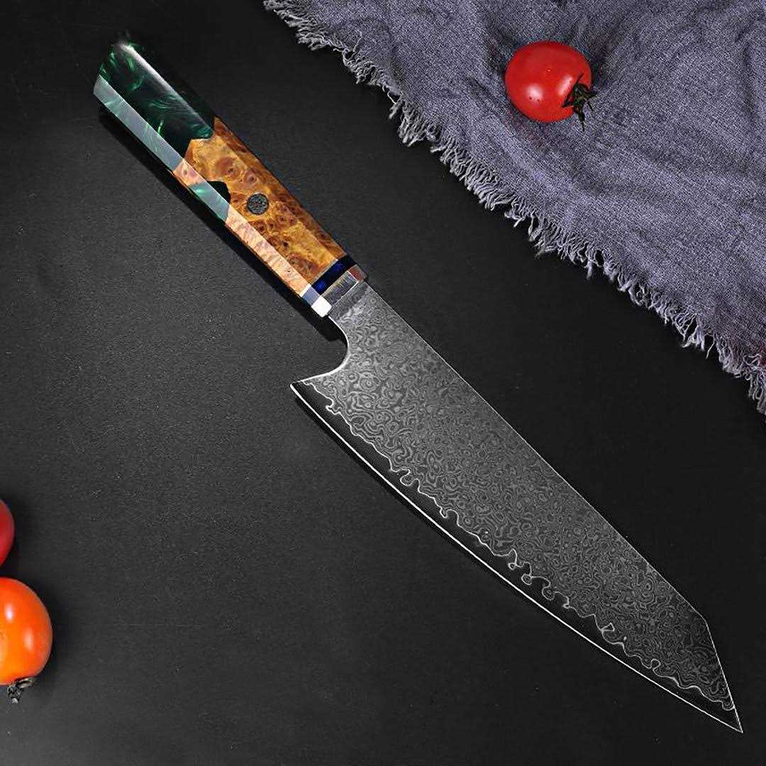Seido Knives Knives 1-Piece Damascus Steel Japanese Chef Knife with A White Handle Handle EV-skdsksjpkn