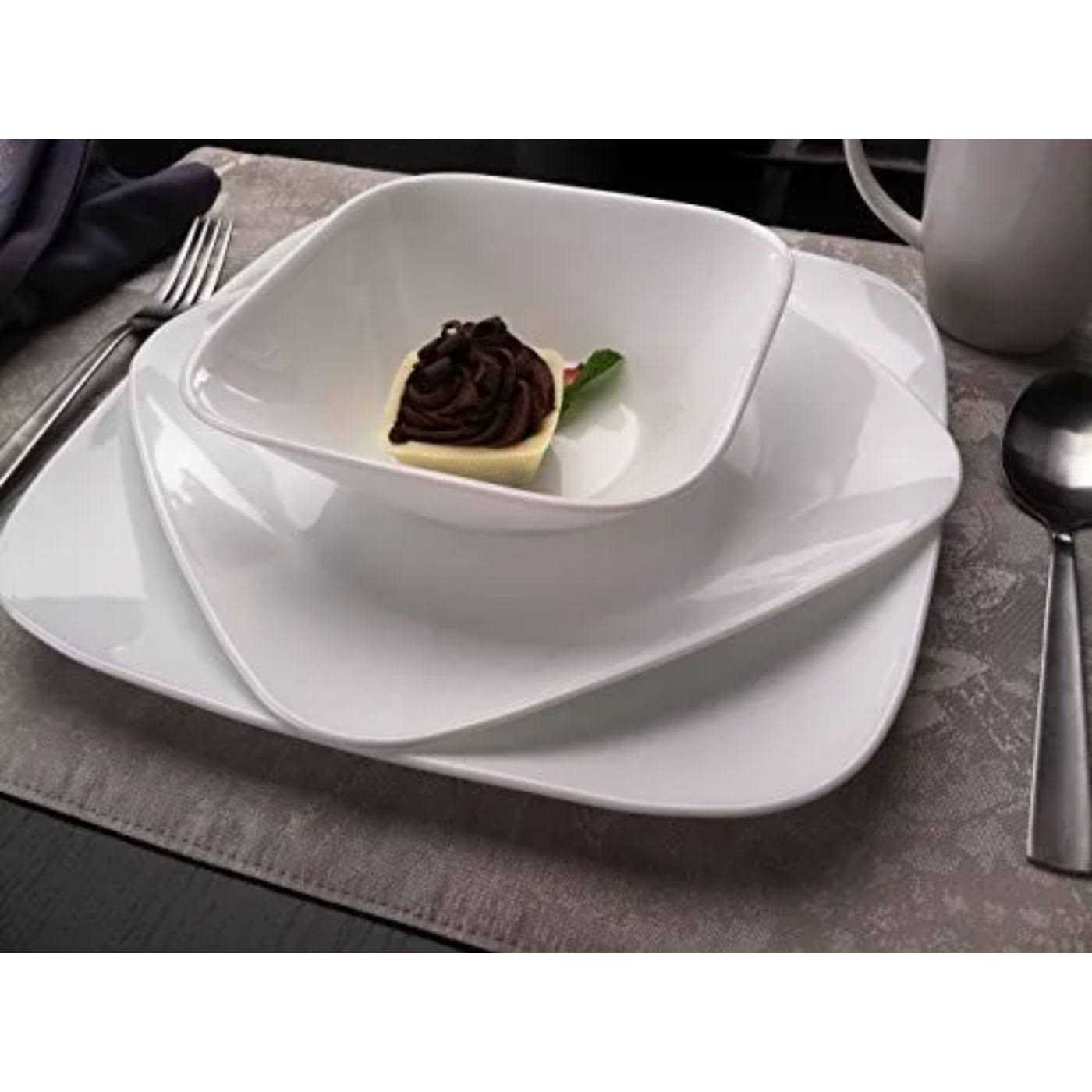 Corelle Classic Pure White Square 12-Piece Dinnerware Set