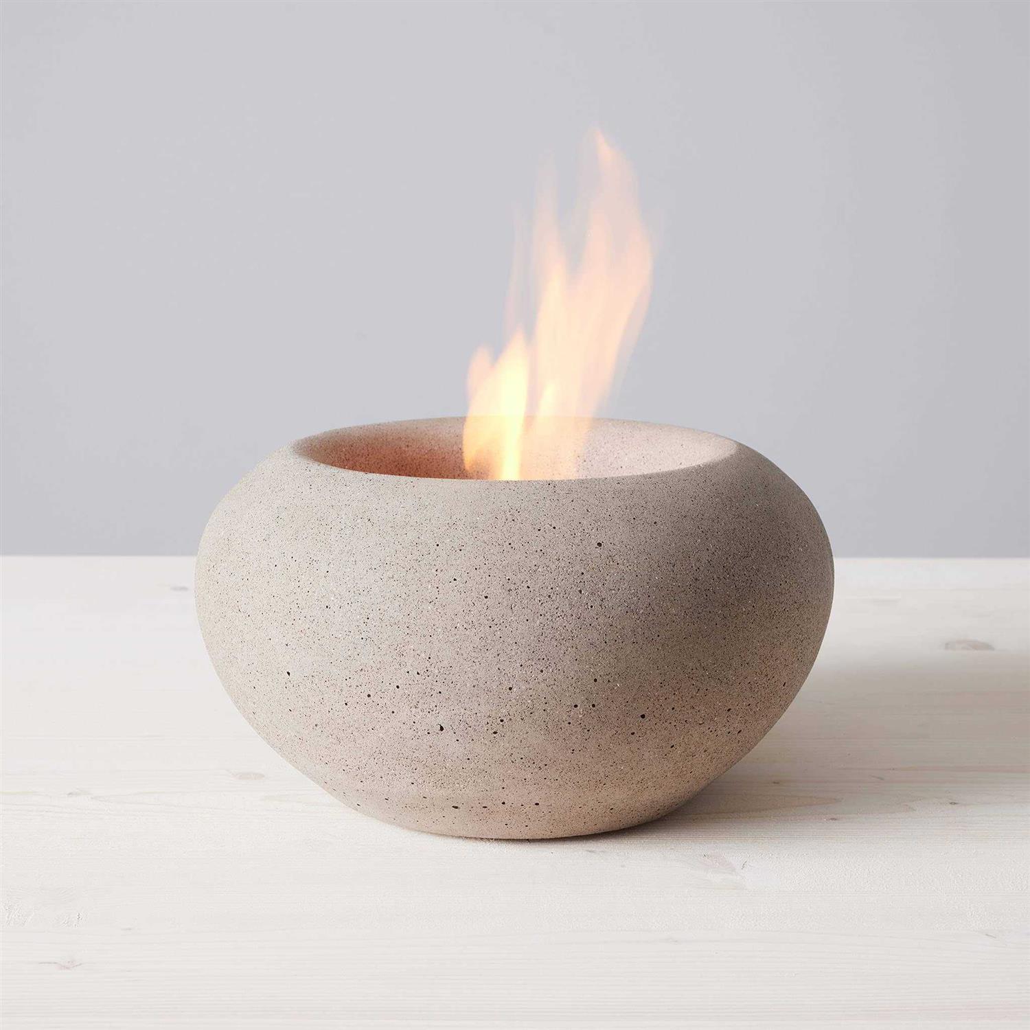 TerraFlame Stone Concrete Table Top Gel Fuel Fire Bowl Indoor and Outdoor Use TerraFlame