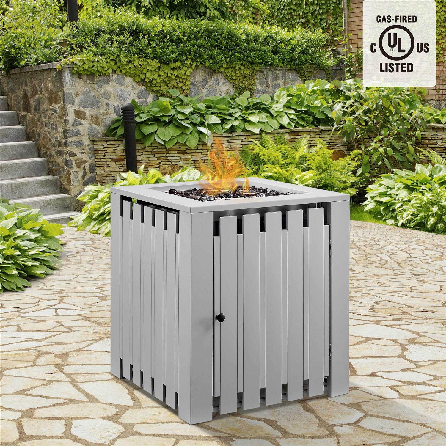 Art Leon 23.6in Gas Fire Pit Table 40,000 BTU Outdoor Stainless Steel Propane Fire Pit Table