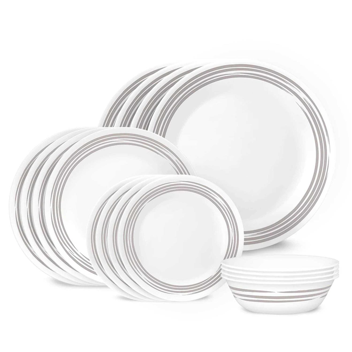 Corelle Brushed Silver 16 Piece Dinnerware Set