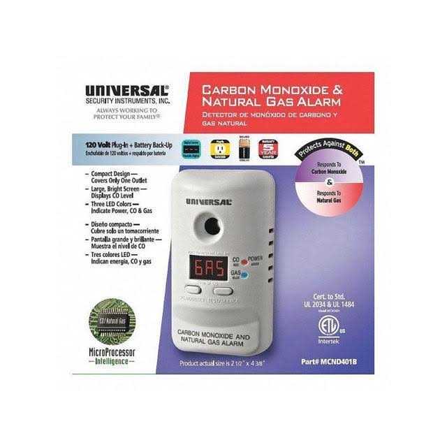 Universal Security Instruments MCND401B Plug-In Carbon Monoxide Alarm 2-In-1
