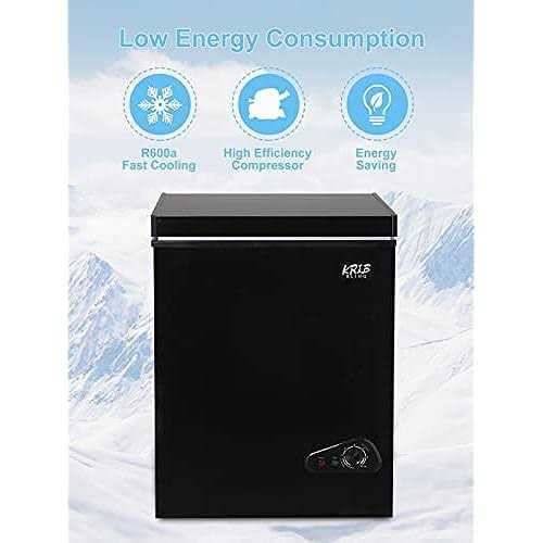 Krib Bling Chest Freezer 3.5 Cu.Ft Mini 7 Gears Temperature Control Compact Deep Freezer with Top Open Door and Removable Storage Basket