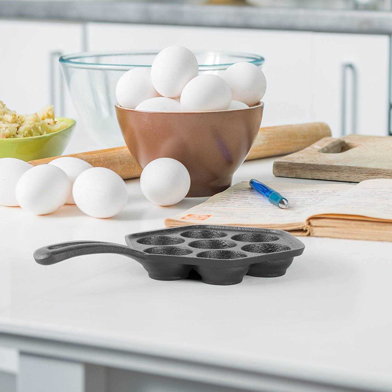 Commercial Chef Cast Iron Danish Aebleskiver Pan