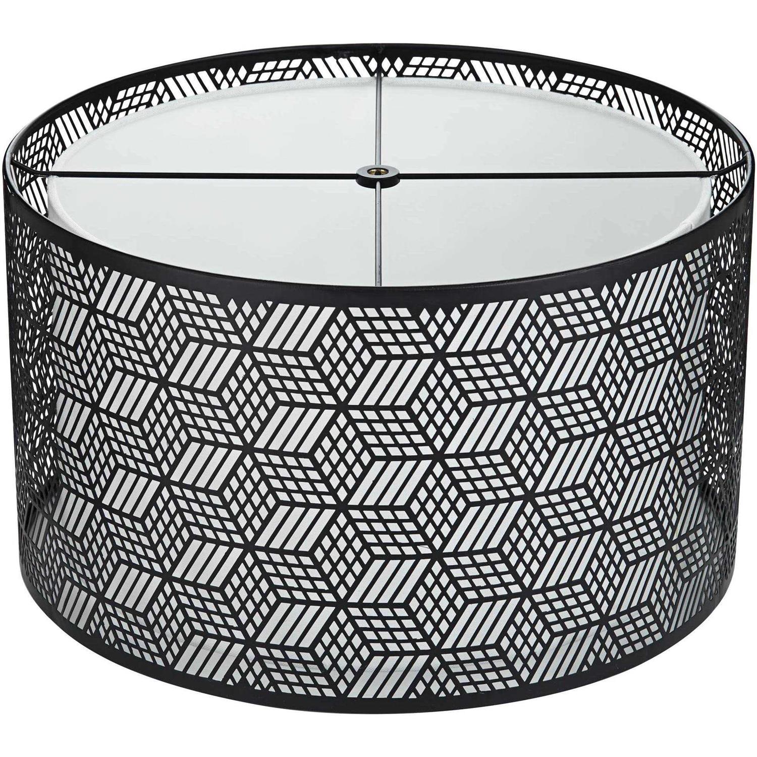 Springcrest Finish Laser Cut Metal Large Drum Lamp Shade 17 Top x 17 Bottom x 10 High Replacement