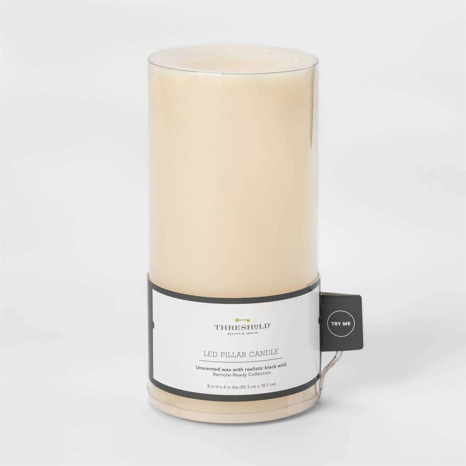 Threshold 3pk 6 x 3 LED Flameless Black Wick Candle Cream