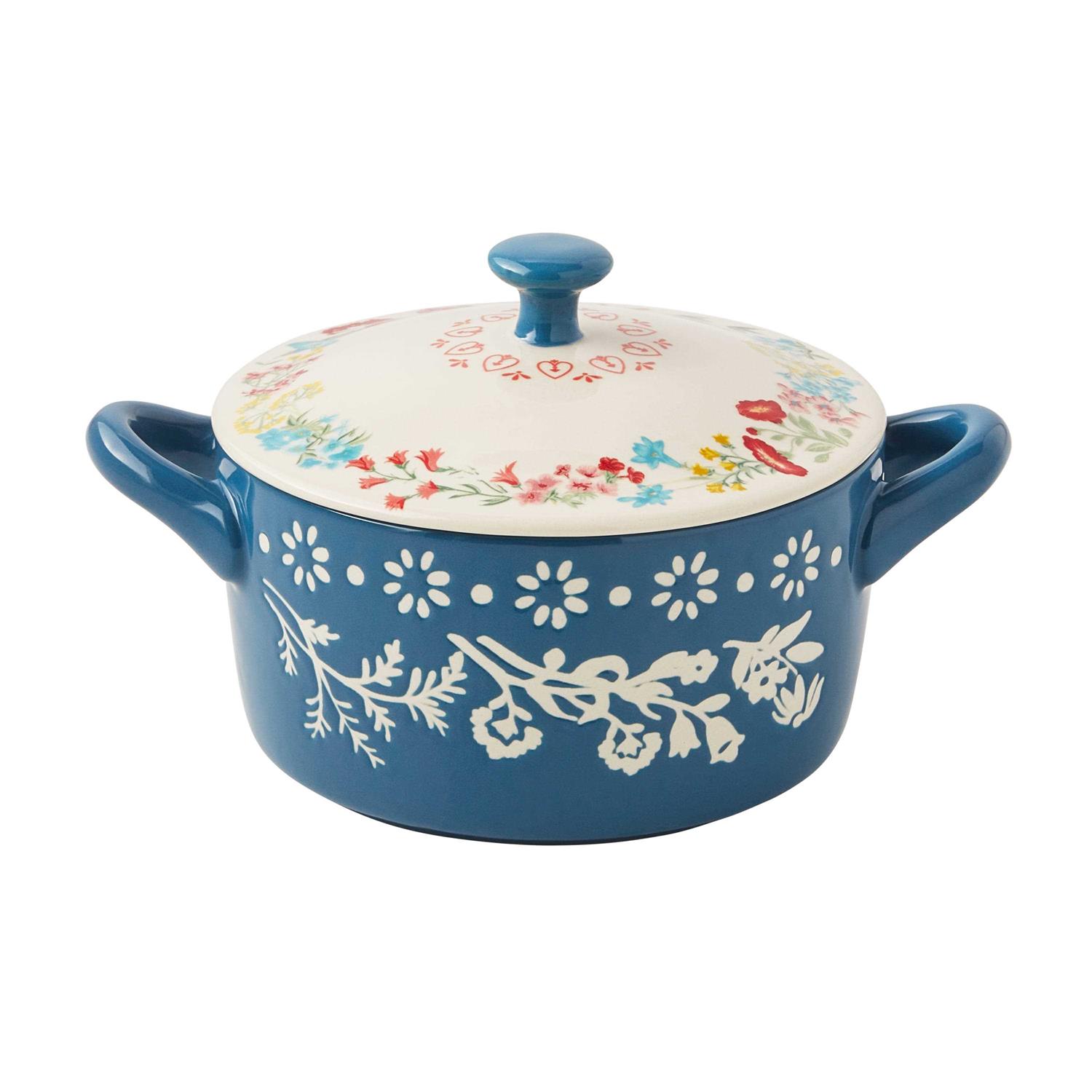 The Pioneer Woman Fancy Flourish Round Ceramic Casserole Dish with Lid