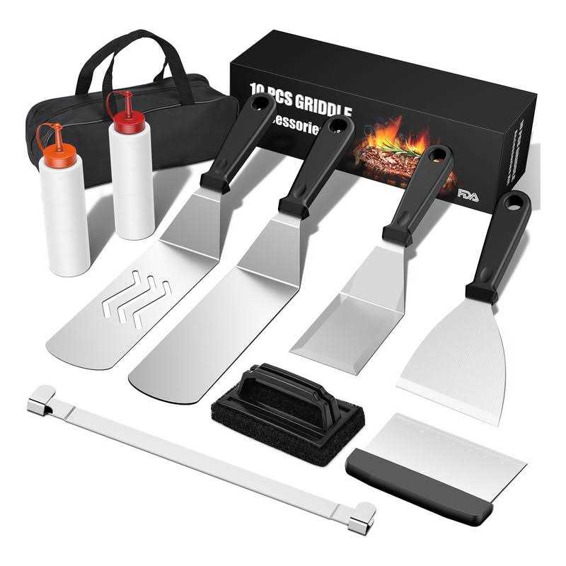 Blackstone Griddle Accessories Kit,10PCS Flat Top Grill Accessories Set for Blackstone and Camp Chef,Stainless Steel Griddle Grill Tools for Outdoor