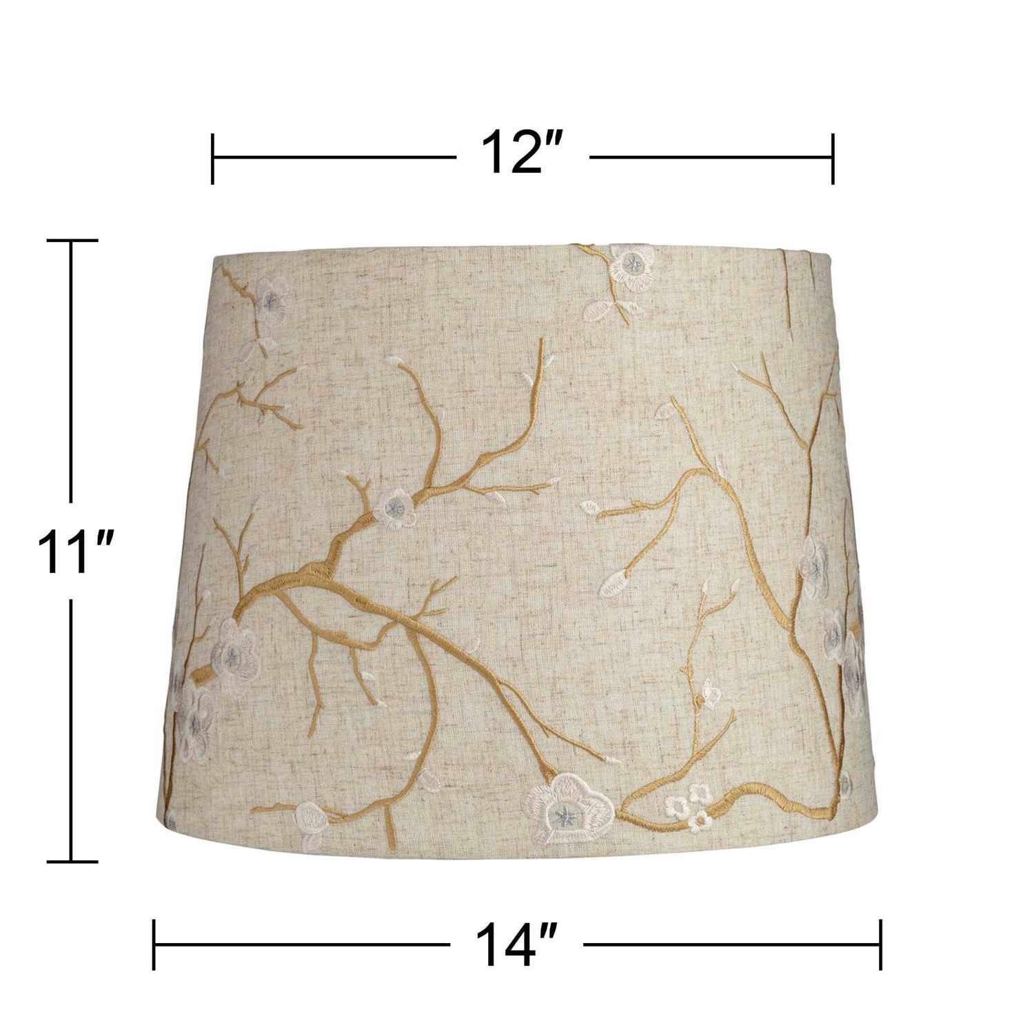 Springcrest Beige Plum Flower Embroidery Drum Shade 12x14x11