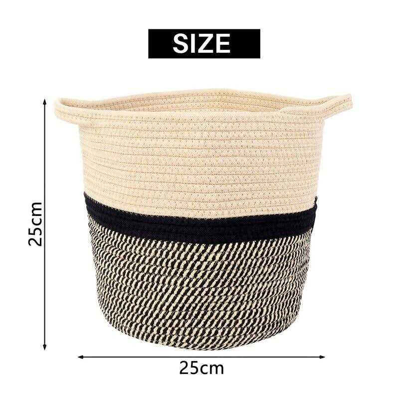 Storage Bins Cube Organizer Baskets, Plant Pot Cover Woven Planter Basket Laundry Basket with Handles Decor, As Shown