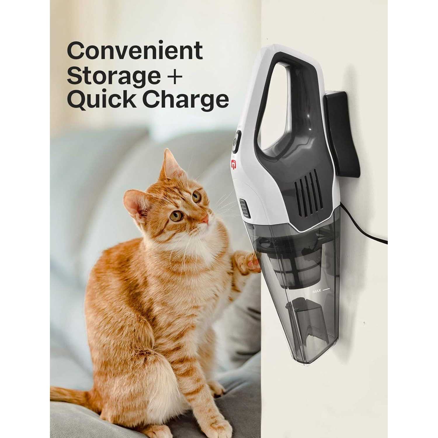 Portutif Handheld Vacuum Cleaner Powerful Suction Portable Lightweight Hand Held Vacum Cordless with 25-30Mins Long Runtime Rechargeable Battery Quick