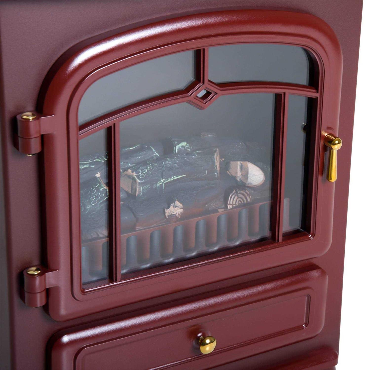 HOMCOM Freestanding Electric Fireplace Heater with Realistic Flames