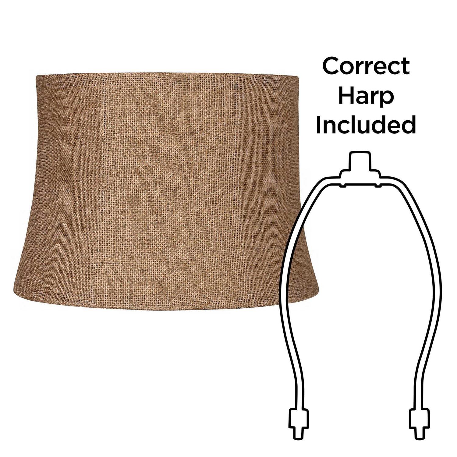 Springcrest Set of 2 Softback Drum Lamp Shades Natural Burlap Medium 12 inch Top x Bottom x 10 inch High Spider Harp Finial Fitting