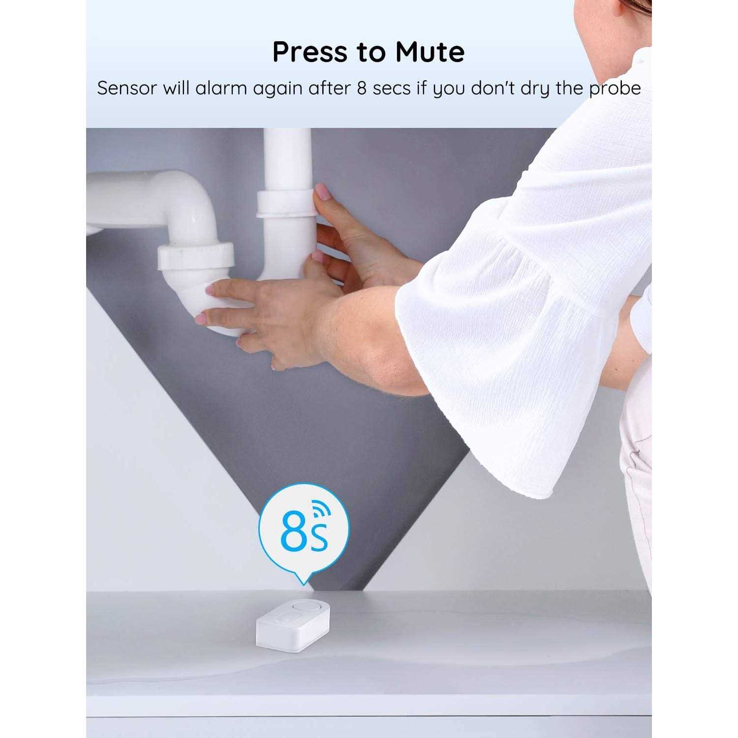 Govee Water Detectors 100dB Adjustable Audio Alarm Sensor, Sensitive Leak and Drip Alert