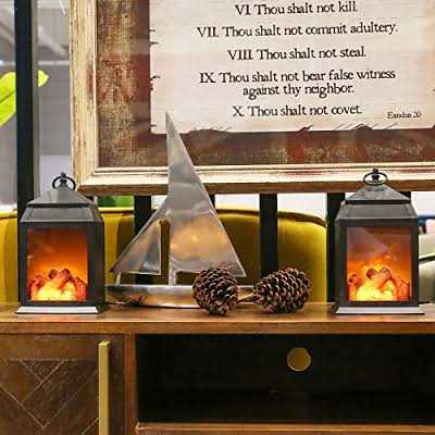 Fireplace Lantern and Battery Operated Usb Operated 6 Hour Timer Included Tabletop Fireplace Lantern Indoor/outdoor Fireplace Lamp