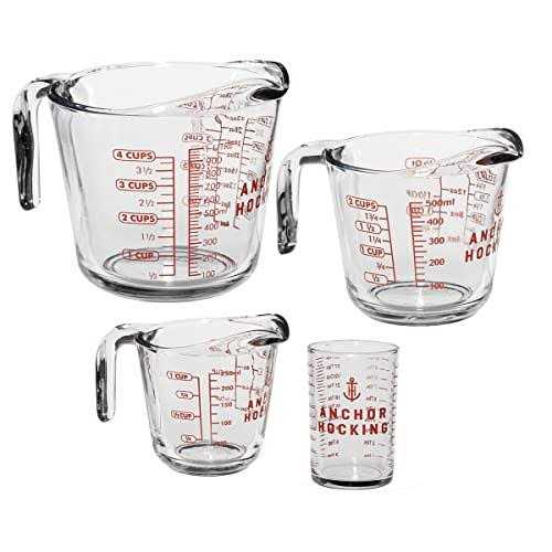 Anchor Hocking Glass Measuring Cups 4 Piece Set
