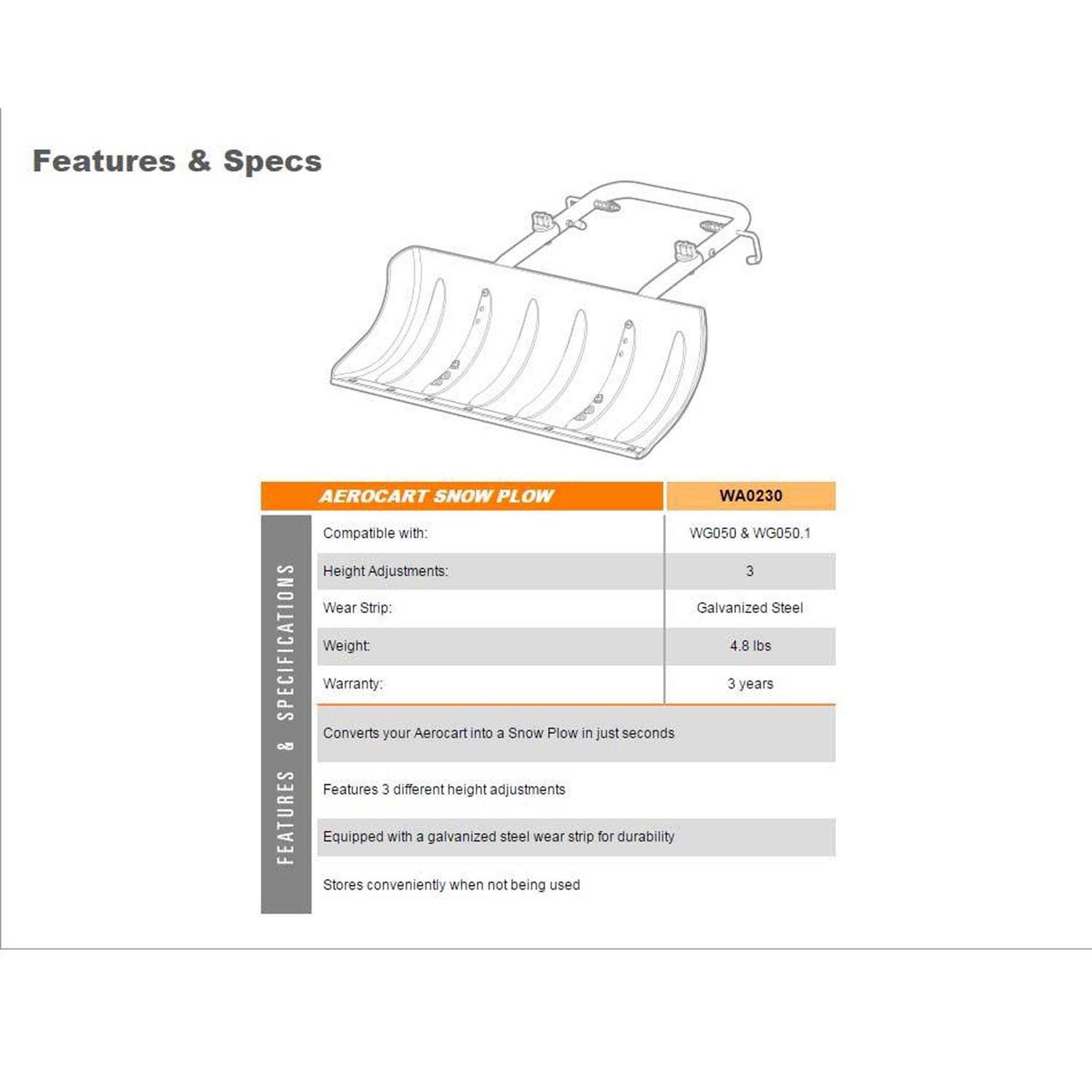 Worx WA0230 Aerocart Snow Plow