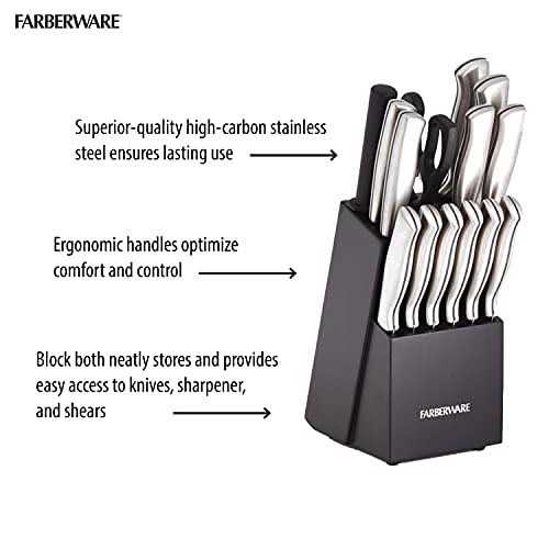 Farberware 15-Piece Stainless Steel Knife Block Set