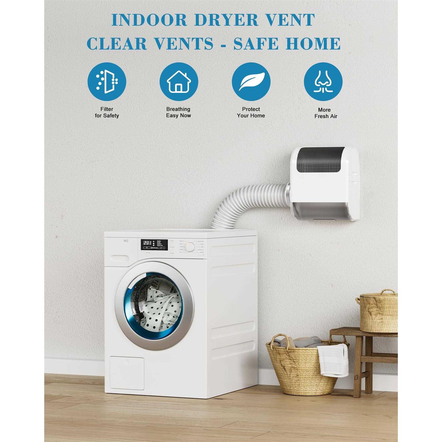 3-in-1 Indoor Dryer Vent Polyester Screen Filter and Water Drawer System for Electric Clothes Dryers