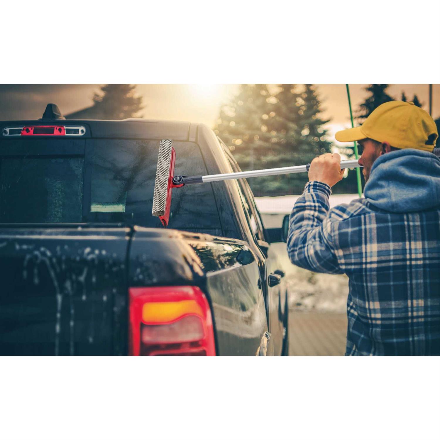 Dsv Standard Professional Window Squeegee 2-in-1 Window Cleaner Sponge and Soft Rubber Strip with Telescopic Extension Pole 20