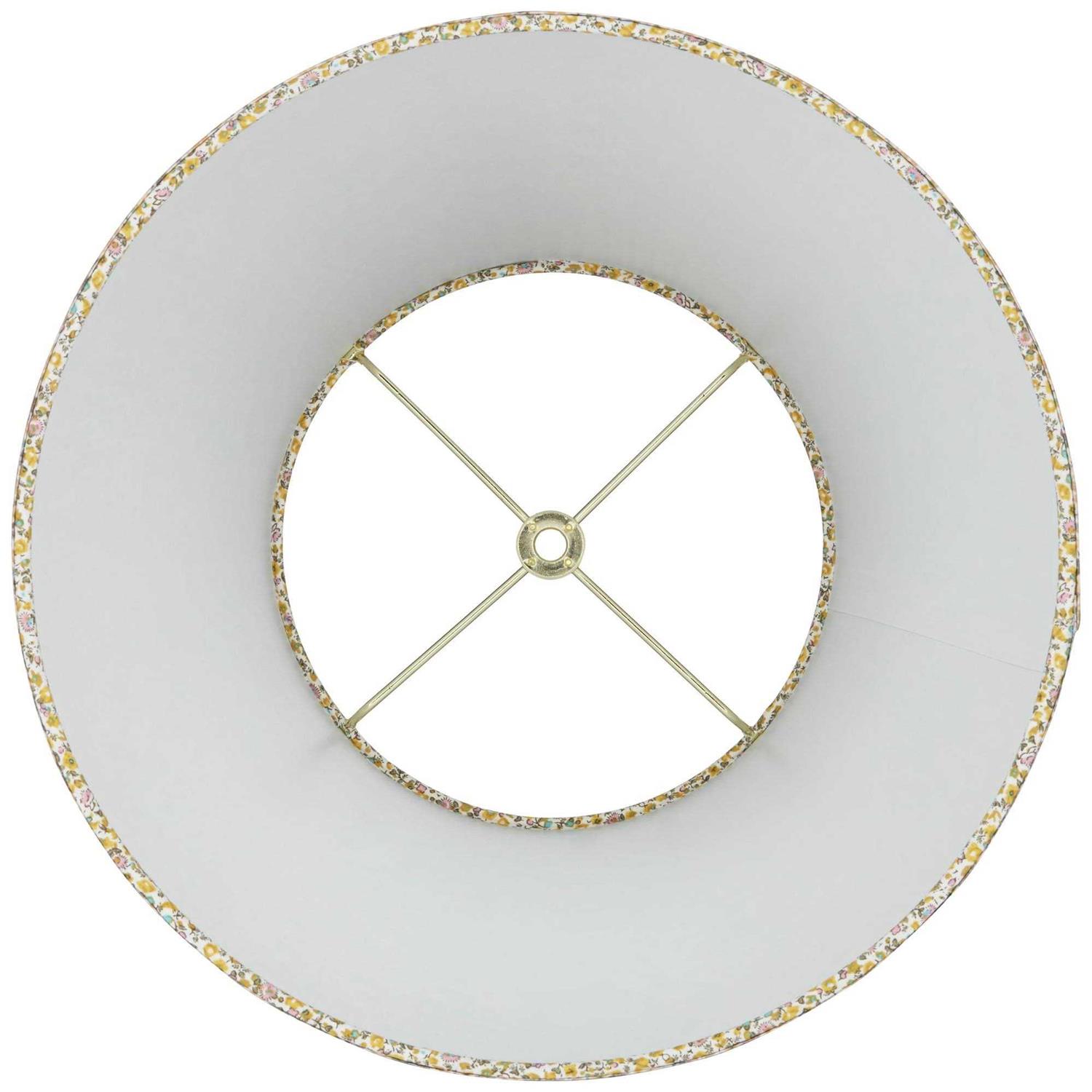 Springcrest Collection Hardback Shirred Empire Lamp Shade Green Pink Floral Medium 8 Top x 13 Bottom x 11 Slant Spider with Harp and Finial Fitting