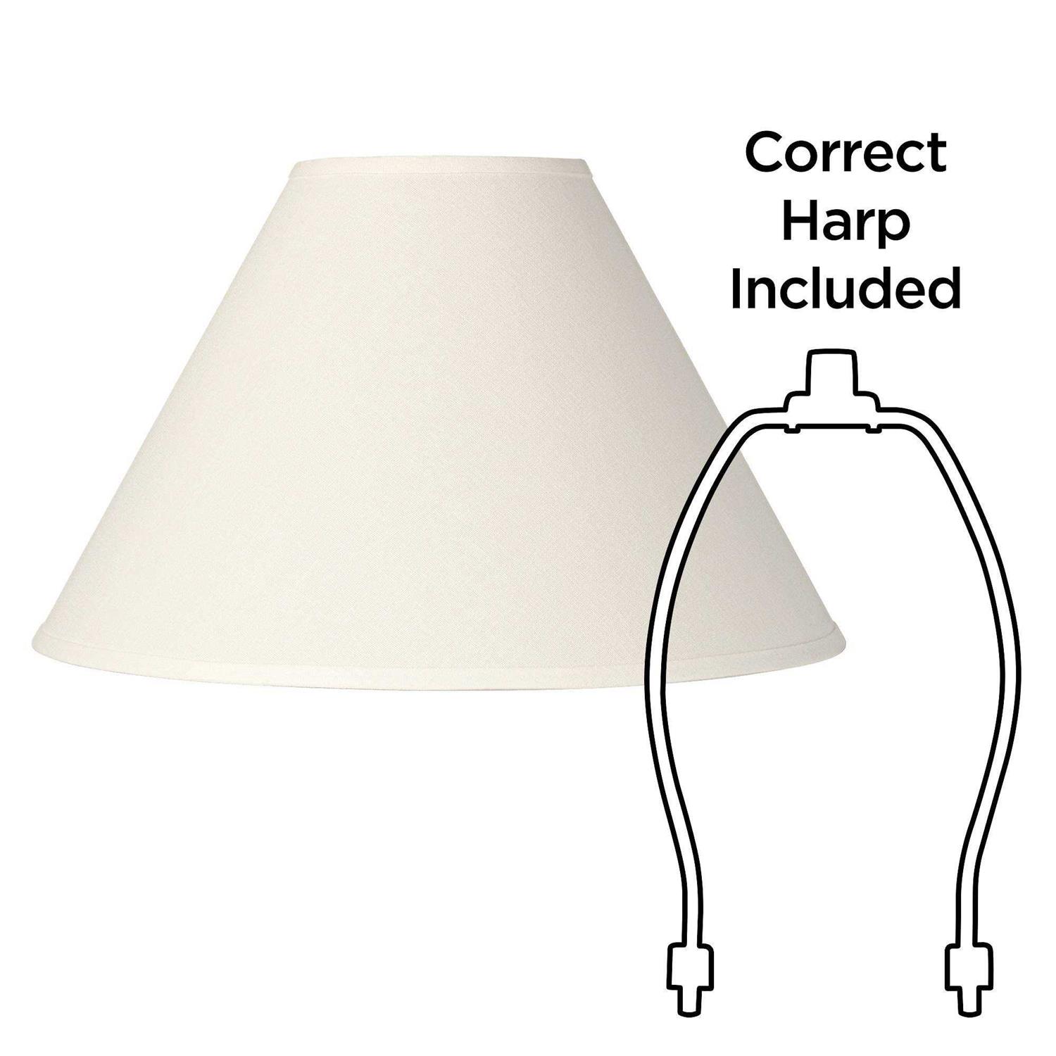 Springcrest Set of 2 Empire Lamp Shades White Linen Chimney Large 6 Top x 17 Bottom x 10 High Spider Harp and Finial Fitting